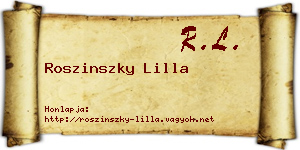 Roszinszky Lilla névjegykártya